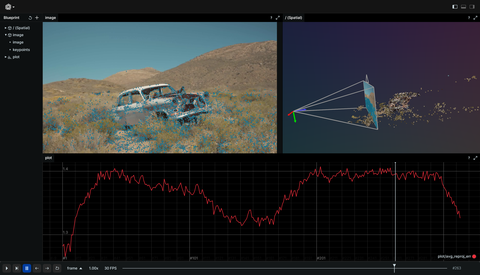 Screenshot of the Rerun viewer demoing the Structure from Motion example