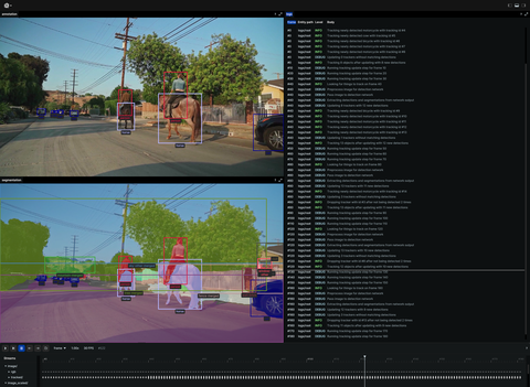 Screenshot of the Rerun viewer demoing the Detect and Track Objects example