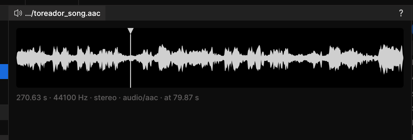 Audio view showing a waveform