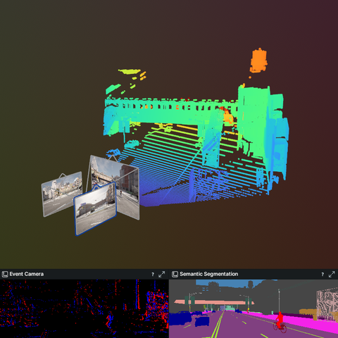Screenshot of the Rerun viewer demoing the ROS 2 bridge example