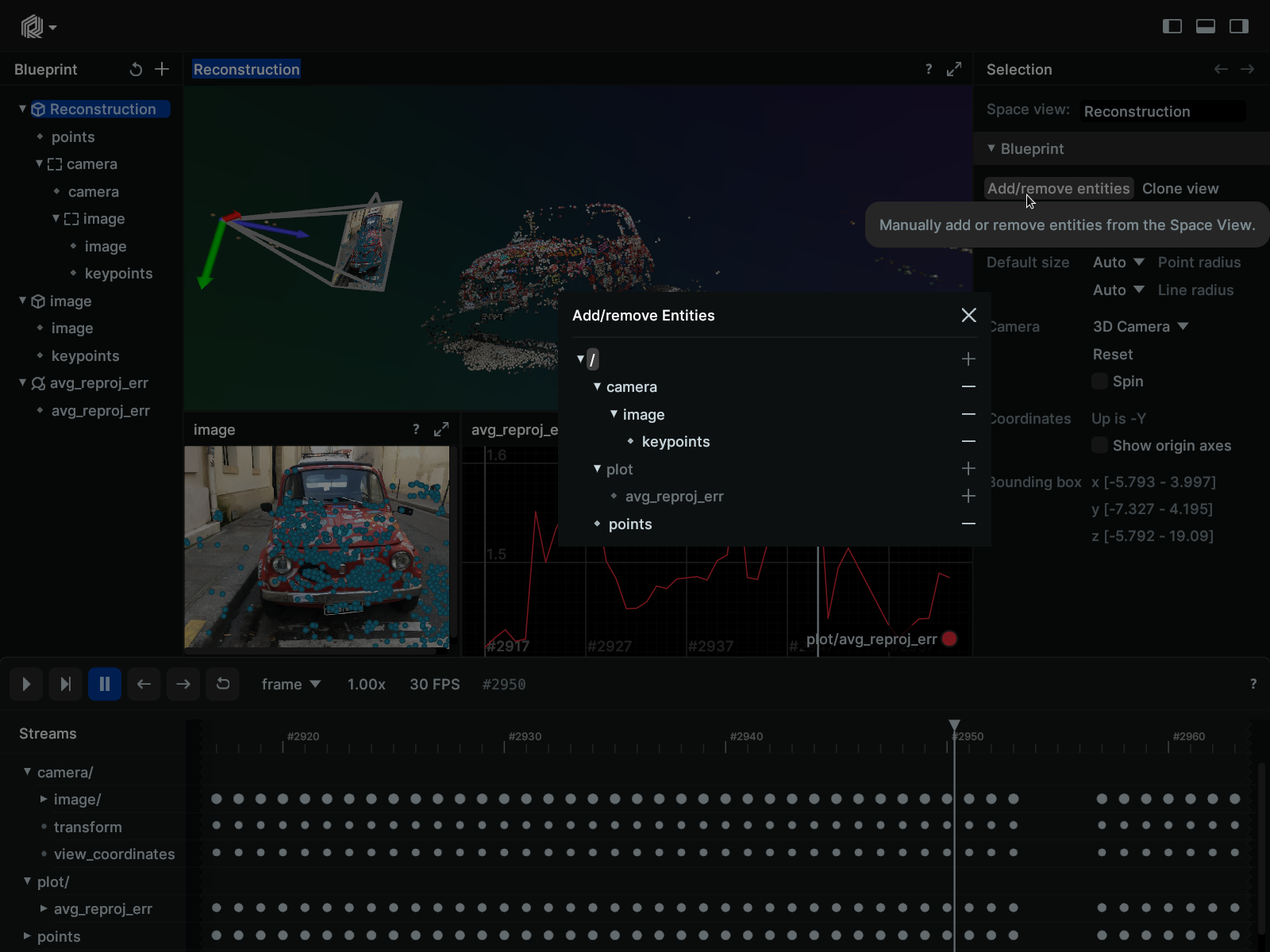 viewer walkthrough modifying contents of a space view screenshot