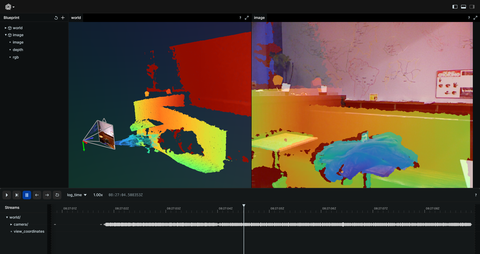 Screenshot of the Rerun viewer demoing the RGBD example