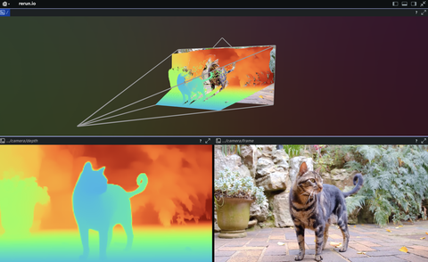 Screenshot of the Rerun viewer demoing the $DepthPro example
