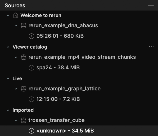 Screenshot of Sources panel with new sections